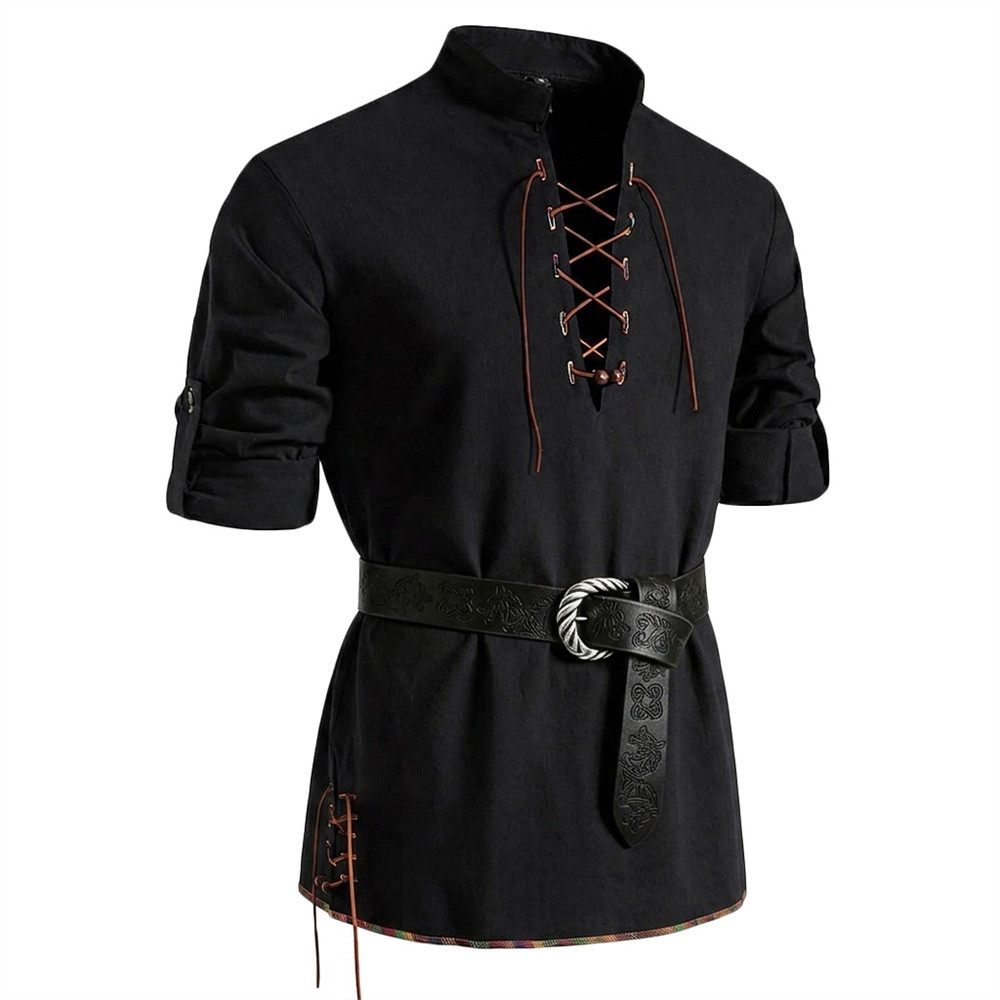 Camisa de Hombre Tipo Lino y A - Medieval Gothic Lace Up Pirate Shirt reseña y precio