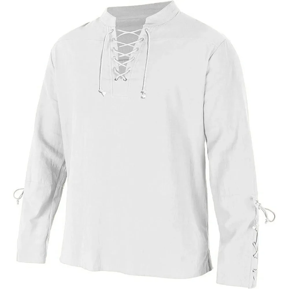 Camisas de manga larga con cor - Medieval Gothic Lace Up Pirate Shirt reseña y precio