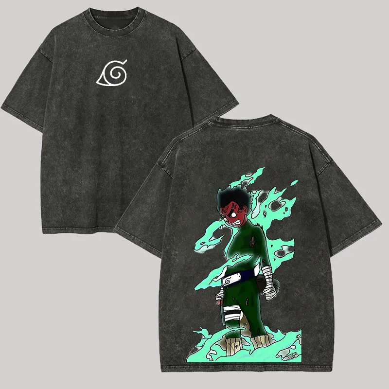 Camiseta Rock Lee Eight Gates  - Acid Wash Vintage Graphic T Shirt reseña y precio