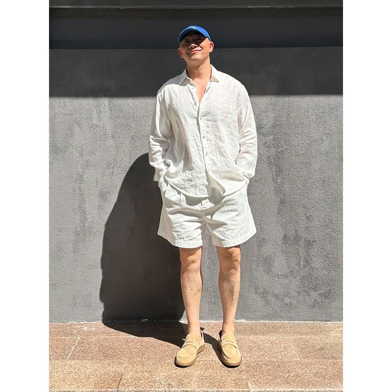 Conjunto de Camisa de Lino de  - Mens Linen Shirt Long Sleeve reseña y precio