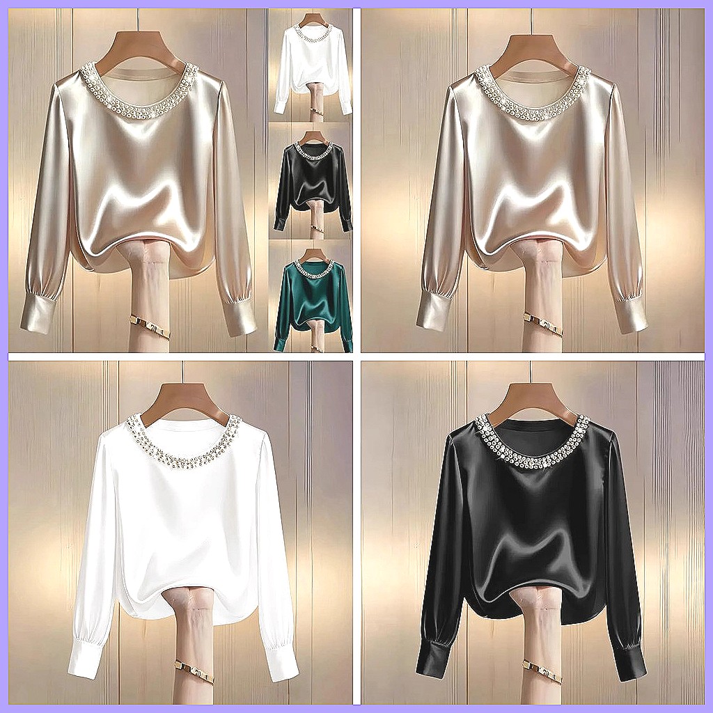 Blusa Elegante de Satén con Cu - Shirts reseña y precio