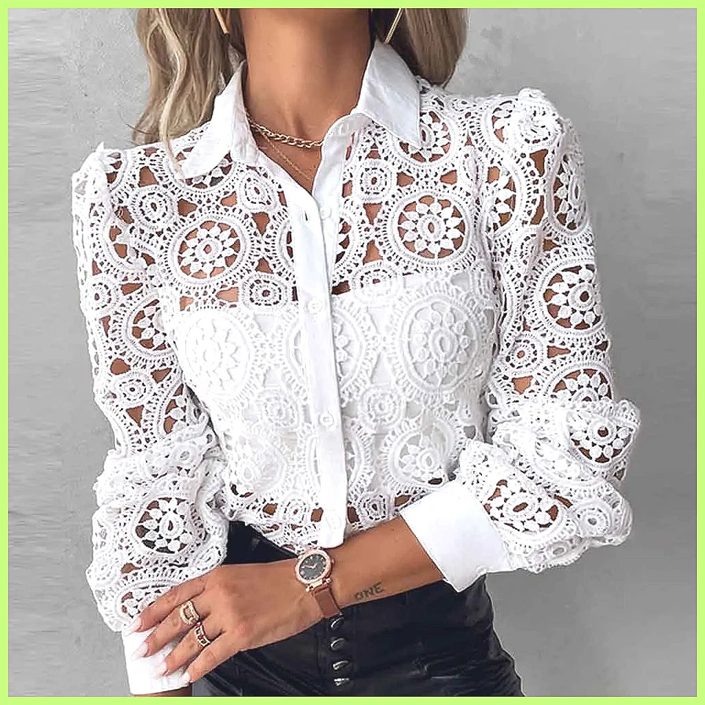 Camisa Blanca de Encaje para M - Shirts reseña y precio