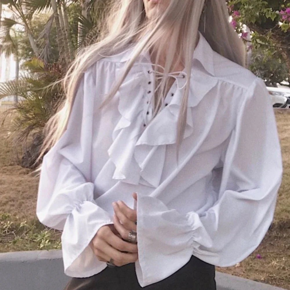 Camisa pirata para hombre, cam - Medieval Gothic Lace Up Pirate Shirt reseña y precio