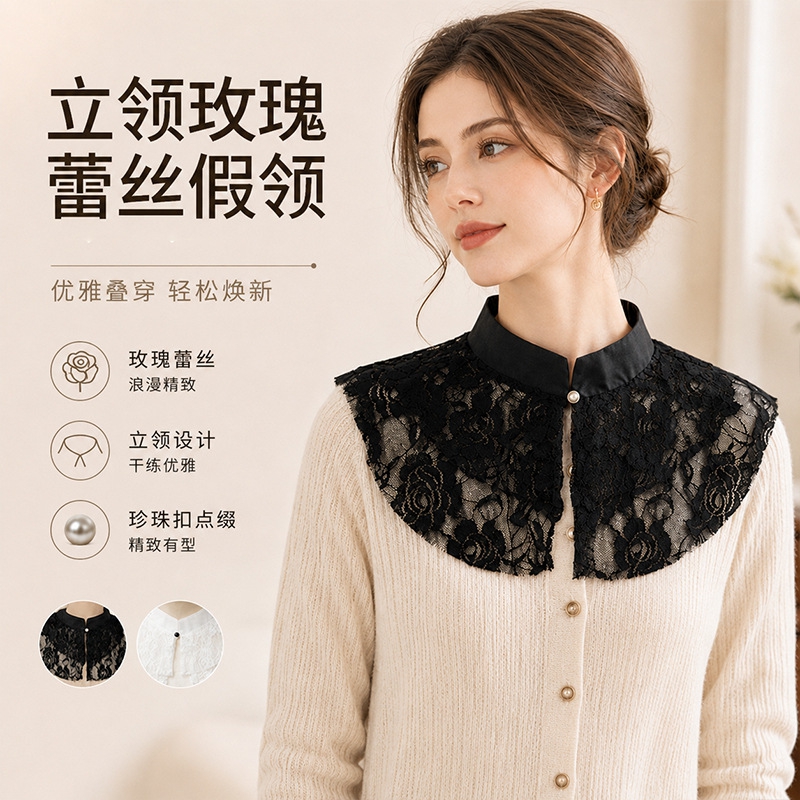 Elegante Cuello Falso de Encaj - Shirts reseña y precio