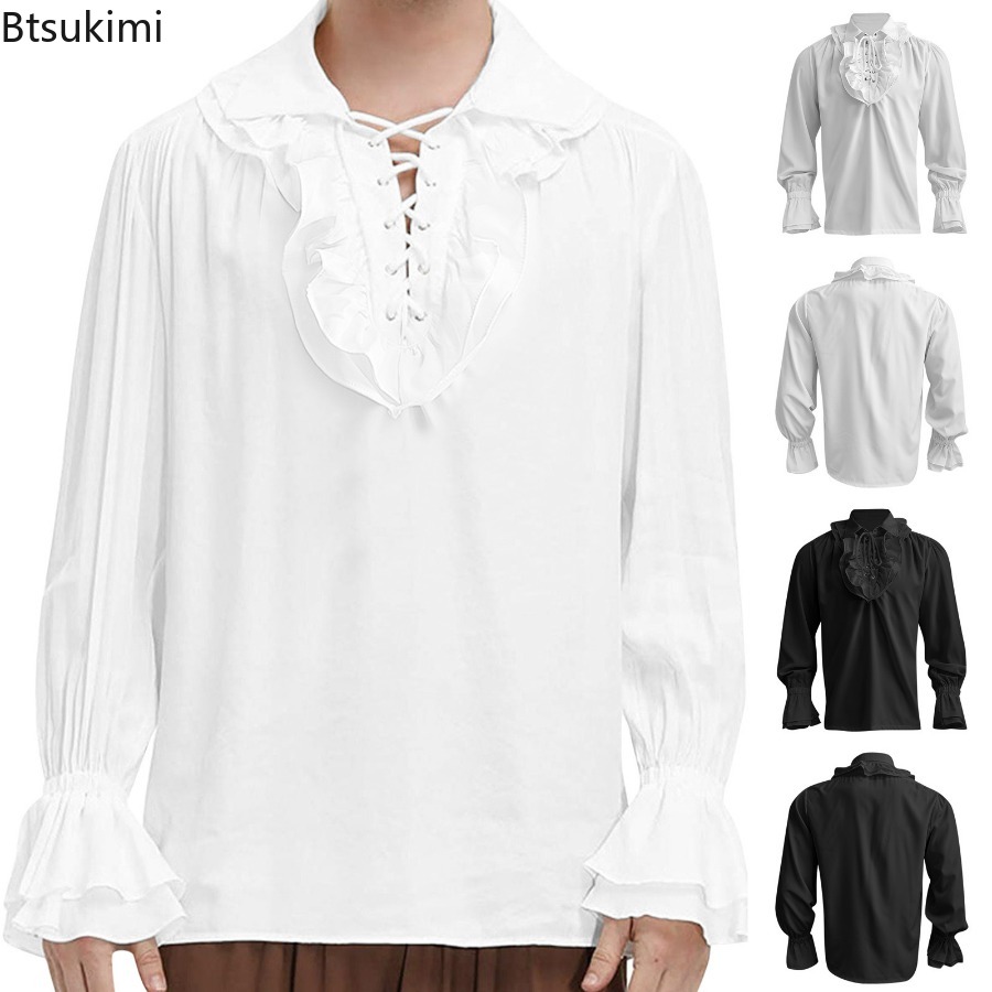 Camisa pirata medieval renacen - Medieval Gothic Lace Up Pirate Shirt reseña y precio